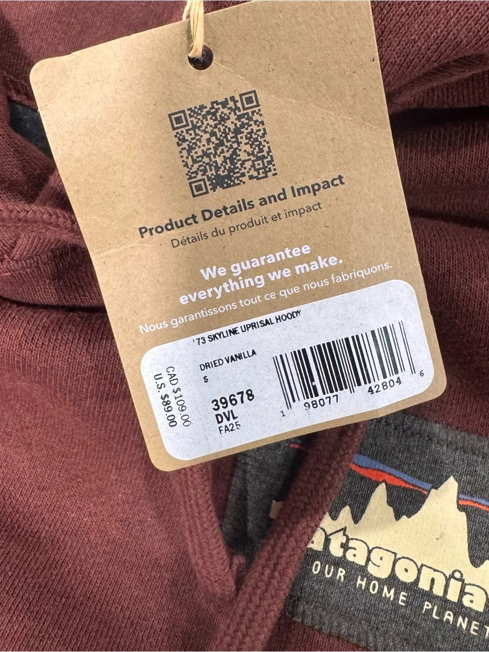 Patagonia Rust Pullover Hoodie with Logo Patch